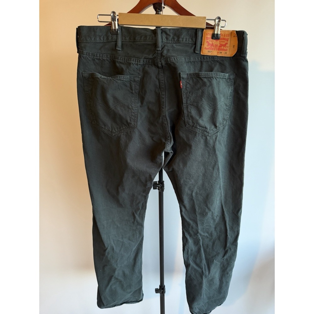 Levi's 501 Distressed Button Fly Denim Jeans Black 38 X 32 Faded